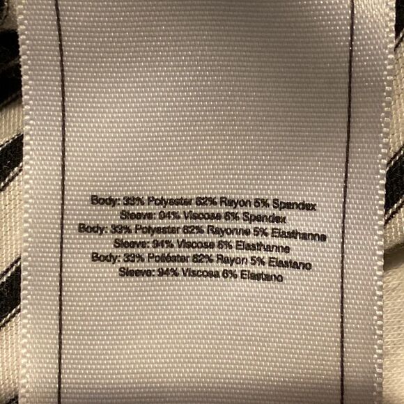 C Roxy Women’s Medium 2/3 Sleeve Stripes Wide Neck High Low Hem - Picture 6 of 7